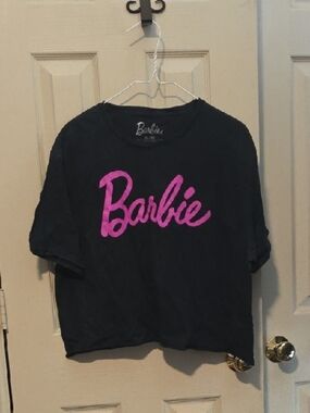 💥 $10 Or 💥 5 For $25 💥  Barbie Black Crop Top with Hot Pink Logo